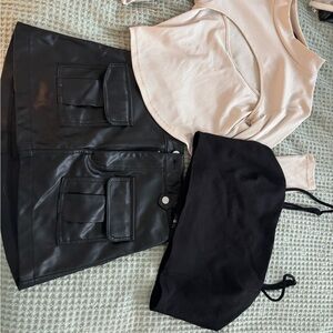 Rue21 Black Faux Leather Mini Skirt